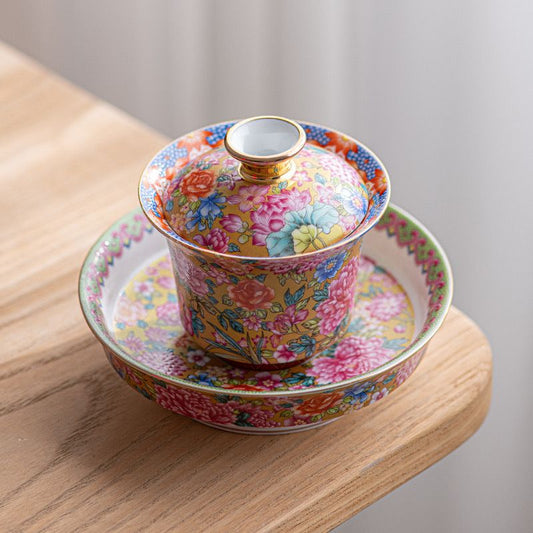 Golden Bloom Rose Garden Teacup