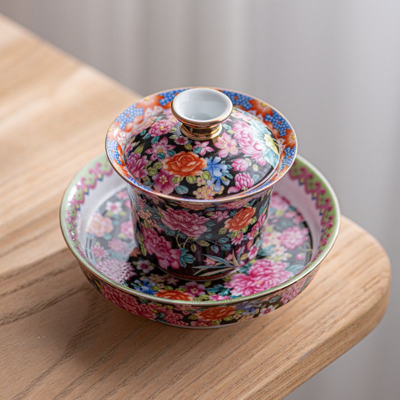 Midnight Rose Garden Teacup